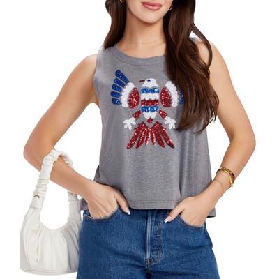 Women's Freedom Flies Sequin Cropped Tank Top