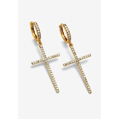 Women's Crystal Cross Goldtone Drop Earrings, 42X18Mm by PalmBeach Jewelry in Gold