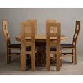 Extending Hertford 100cm - 130cm Solid Oak Pedestal Dining Table With 6 Oak Flow Back Chairs