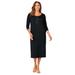 Plus Size Women's Knit T-Shirt Dress by Jessica London in Black (Size 12 W) Stretch Jersey 3/4 Sleeves