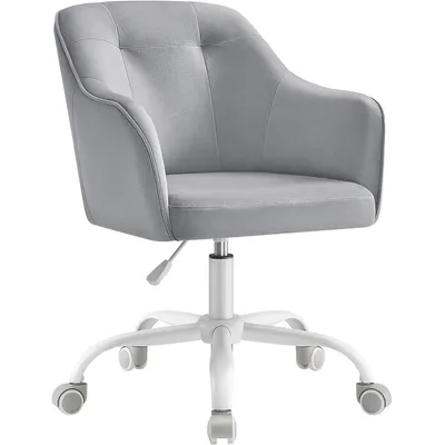 Bürostuhl, Drehstuhl, Schreibtischstuhl, höhenverstellbar, bis 110 kg belastbar, Samt, Taubengrau Image
