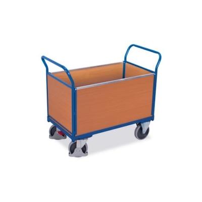 VARIOfit Vierwandwagen, Tragl. 500kg, Ladefl. LxB 1000x660mm, Holzplatte, 4 Wände Image