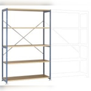 Breitfach-Steckregal Grundregal mit 5 Holzverbundböden, HxBxT = 2000 x 1280 x 700 mm Image