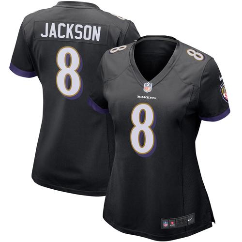 Damen-Spieltrikot der Baltimore Ravens von Nike Lamar Jackson in Schwarz