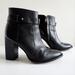 Madewell Shoes | Madewell Black Leather Pointed Toe Ankle Boots With Stacked Heel, Size 8 | Color: Black/Silver | Size: 8