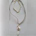 Free People Jewelry | Free People Shell, Rope And Faux Mother Of Pearl Long Necklace Nwt | Color: Gold/White | Size: Os