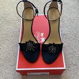 Coach Shoes | Coach High Heels Never Been Worn. Black Satin W/Beads 8.5 Approx 3 1/2 In Heel | Color: Black | Size: 8.5