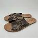 Free People Shoes | Free People Rio Vista Leather Snake Slides Sandals Size 38 | Color: Black/Tan | Size: 38eu