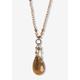 Women's Genuine Jasper Antiqued Goldtone Boho Drop Necklace, 34 Inches by PalmBeach Jewelry in Brown