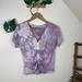 American Eagle Outfitters Tops | Aeo Soft & Sexy Ruched T-Shirt Tie Dye Tee Xs | Color: Purple/White | Size: Xs