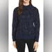 Kate Spade Sweaters | Kate Spade Alpaca Wool Leopard Print Mock Turtle Neck Sweater In Small | Color: Black/Blue | Size: S