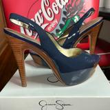 Jessica Simpson Shoes | Jessica Simpson Jessica Simpson Collection Blue Pattin Leather Leather Heels 6b | Color: Blue | Size: 6b 36