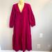 Anthropologie Dresses | Anthropologie Dress Women’s Plum Textured Tiered Maxi Dress Long Sleeve Size M | Color: Pink/Red | Size: M