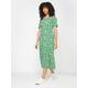 M&Co Green Ditsy Print V Neck Dress, Green, Size 12, Women