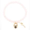 Coach Jewelry | Coach Heart Key Bead Stretch Bracelet Light Pink Gold Tone | Color: Gold/Pink | Size: Os