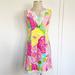Lilly Pulitzer Dresses | Lilly Pulitzer Floral Print Shift Dress Crochet Lace Detail Size 6 | Color: Pink/Yellow | Size: 6