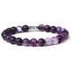 Natural Natural Women men amethysts quarzt crystal stone bracelet jewelry friendship diy bracelets Beads Bracelet (Length : 17cm, Metal Color : 5 Kunzite) (4 Striped Agate 19cm)