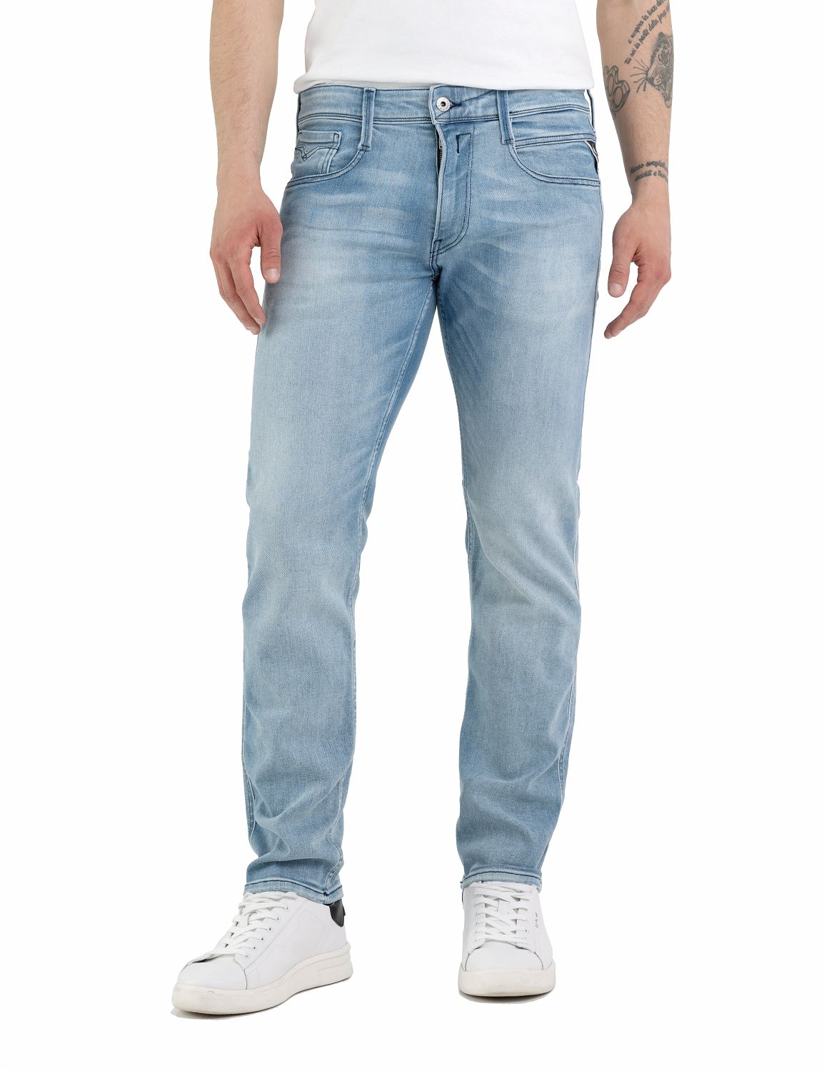 Slim-fit-Jeans REPLAY "Anbass Superstretch", Damen, Gr. 30, Länge 34, blau (light blau), Denim/Jeans, Obermaterial: 94% Baumwolle, 4% Elastomultiester, 2% Elasthan, slim fit lang, Jeans Slim-fit-Jeans, elastisch