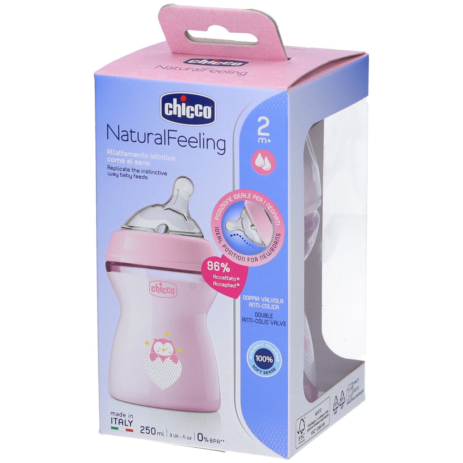 Chicco Biberon Nat Feel Pp 2M+ 250 Ml Bimba 1 St