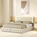 Wayna Tufted Upholstered Bed with LED Lights Headboard & 4 Storage Drawers - Beige PU Faux Leather