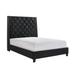 Maze California King Size Bed, Button Tufted, Black Fabric Upholstery