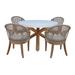 Outdoor 5 Piece Teak Patio Furniture Set with a Round Table and 4 Chairs