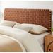 Ditmas Solid Wooden Brown Leather Basket Weaved Queen Size Headboard