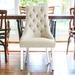 HomeRoots Set of Two Tufted Cream and Clear Upholstered Linen Dining Side Chairs