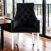 HomeRoots Set of Two Tufted Black and Clear Upholstered Velvet Dining Arm Chairs