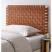 Ditmas Solid Wooden Brown Leather Basket Weaved Twin Size Headboard