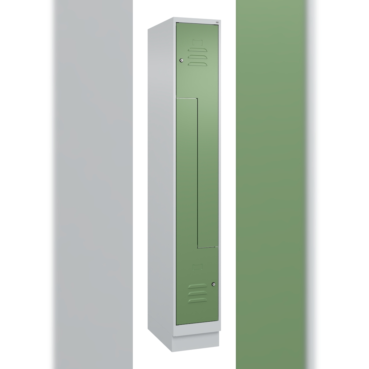 C+P Z-Spind, Classic PLUS, Sockel, 2 Abteile, 1950x300x500mm, 7035/6011 Image