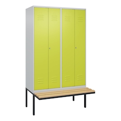 C+P Schwarz-Weiß-Spind Classic PLUS, Bank, 4 Abteile, 2120x1200x815mm, 7035/0024 Image