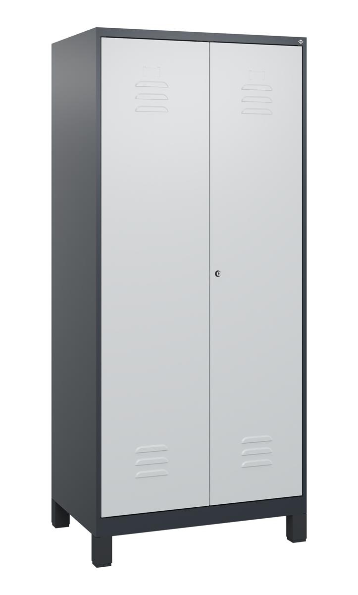 C+P Schwarz-Weiß-Spind Classic PLUS, Füße, 2 Abteile, 1800x800x500mm, 7016/7035 Image