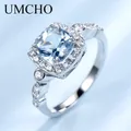 UMCHO Genuine 925 Sterling Silver Birthstone Ring Created Nano Topaz Garnet Amethyst CZ Rings