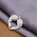 New Listing Hot Selling Silver 925 Plated Heart Angel Wings Pendant Women Lady Necklace Fashion