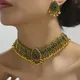 Ensemble de bijoux vintage pour femmes pendentif en perles de gland décoration en pierre colorée