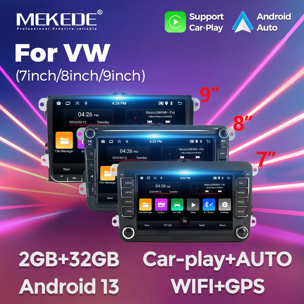 MEKEDE Android Autoradio Für Volkswagen Passat b6 b7 golf 5 6 Polo Jetta Skoda Auto Radio Multimedia Player GPS WiFi RDS Carplay Image