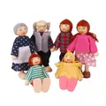 6Pcs New Wooden Furniture Miniature Toy Mini Wood Dolls Family Doll Kids Children House Play Toy