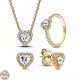 Bestselling Gold Heart Series Jewelry Set 925 Sterling Silver Shining Heart Ring Necklace Earrings