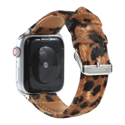 Leoparden-Pferdehaar-Lederarmband für Apple Watch Band 40 mm 41 mm 42 mm 44 mm 45 mm 49 mm Image
