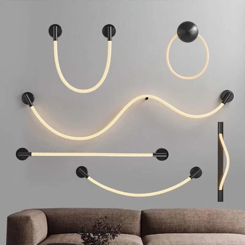 Luke Wand lampe einfache Atmosphäre Licht nordische Nachttisch lampe Wohnzimmer Faser gewebte Licht emittierende Röhre Lampe Bett Zimmer Nacht lampe Image