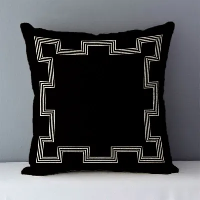 Gemütliches Kissen Abdeckung Schwarz Geometrische gedruckt Europäische Retro hause dekorative Kissen Image