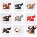 Multicolor Pu Leather Belt Elegant Waistband Cummerbunds Gold Round Buckle Belt Wide Belt Korean
