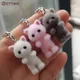 1pcs Mini Cute Cartoon Cat Plush Keychain Lovely Flocking Cat Doll Keyring School Bag Pendant