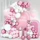 Kit d'arche de guirxiété de ballons roses macarons métal blanc rose or confettis fête