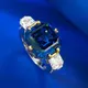Luxury 12mm Sapphire Moissanite Diamond Ring Real 925 Sterling Silver Party Wedding Band Rings for