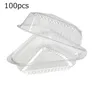 100Pcs Clear Plastic Take Out Containers Food Cake Slice Container Dessert Container with Lids for