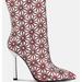 London Rag Precious Mirror Embellished High Ankle Boots - Red - US-6 / UK-4 / EU-37