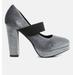 London Rag Krause High Block Heel Velvet Pumps - Grey - US-10/UK-8/EU-41