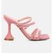 London Rag Face Me Studded Spool Heel Multi Strap Sandals - Pink - US 9.5